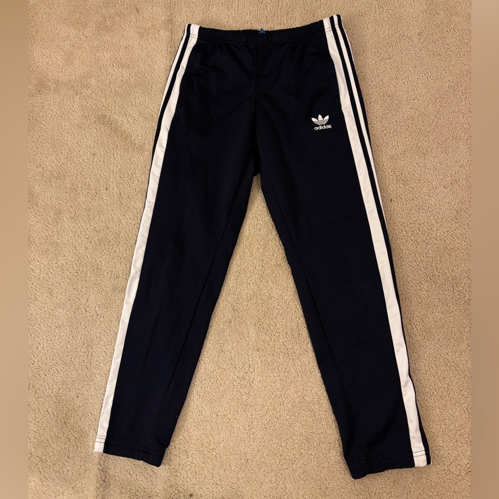 Adidas Navy Joggers with White Stripes